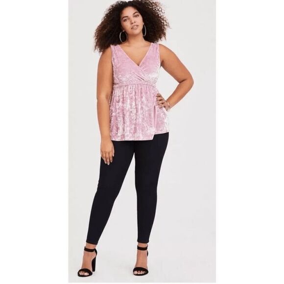 Torrid pink velveteen/velour sleeveless top size 00 (women's L - Picture 1 of 16
